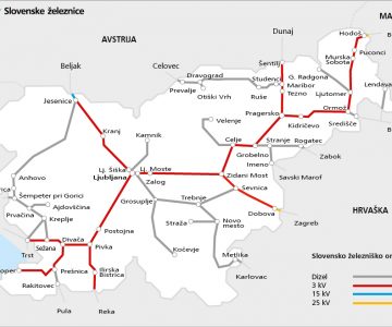 Zemljevid elektrificiranih in dizel prog v Sloveniji (foto: SŽ)
